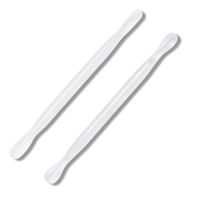 2Pcs Plastic Cuticle Pusher, Dual-end Dead Skin Nail Pusher, Gentle Plastic Pusher, Gel Polish Remover Tool, Manicure and Pedicure Tool, White
