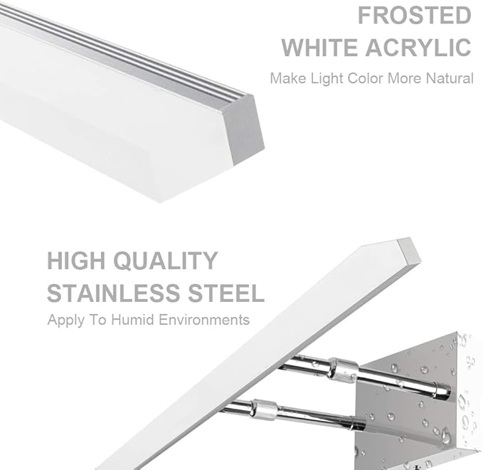 Aipsun 24 inch Dimmable LED Vanity Lights Adjustable Bathroom Light Fixtures Over Mirror Chrome Modern Vanity Lighting(White Light)
