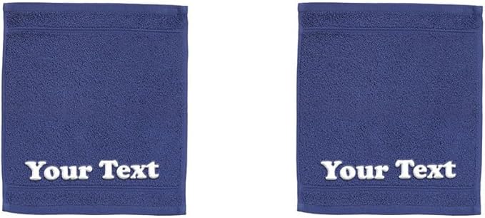 Personalize Your Towels with Custom Embroidery: Names, Monograms, and Initials. Perfect for Bathroom, Spa, Gym, Shower, Kids, Adults, Pool, Travel, Gifts, 2-Piece Wash Cloths Set - Navy Blue