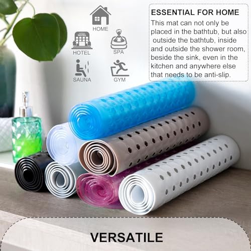 TEESHLY Bath Tub and Shower Mats, Non Slip 40 x 16 Inch Extra Large Bathtub Mat, Machine Washable Bathmat with Drain Holes, Suction Cups for Bathroom Floor, Clear Black - Image 7