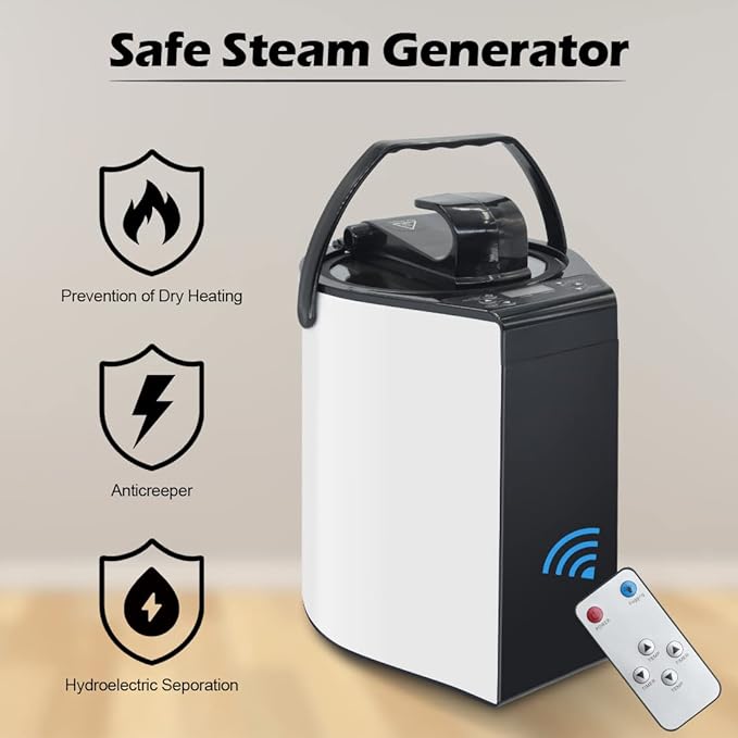 Sauna Steamer, Portable Steam Generator, 3L Stainless Steel Steamer for Sauna Pot, Smart Touch Button Sauna for Home, Steam Sauna Machine with Timer Display Mist Moisturizing for Body Detox