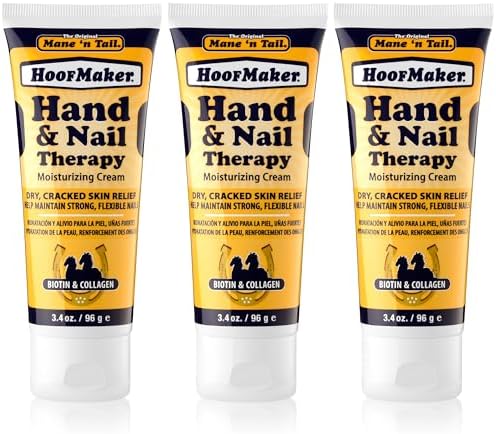 Mane 'n Tail Hoofmaker Hand & Nail Therapy (3.4 Oz Each, 3 Pack) – Fragrance-Free, Biotin & Collagen-Enriched Moisturizing Cream for Dry, Cracked Skin & Nails by ManenTail