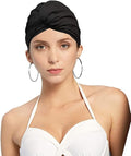 Pleated Fabric Swimming Cap Women Ladies Long Hair Swim Cap Ear Protecting Bathing Cap Elastic Polyester Turban Swim Hat Shower Cap for Beach Spa Non Waterproof, Twisted Beanie Cap Sleep Hat
