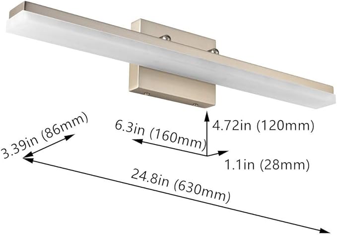 mirrea 24in Modern LED Vanity Light for Bathroom Lighting Dimmable 24w Brushed Nickel (Cold White 5000K)