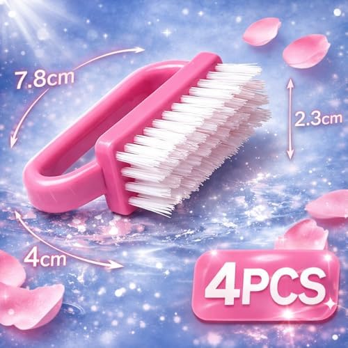 4 Pcs Nail Brush for Cleaning Fingernails, Nail Brush Handle Grip Brush for Nail and Toes,Pedicure Brushes for Men and Women, Fingernail Scrub Cleaning Brushes - Image 5