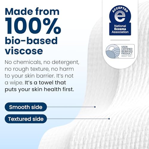 Clean Skin Club Clean Towels XL® Original 50 Ct + Sensitive Skin 10ct Travel Pack Duo, 100% USDA Biobased Disposable Face Towels, Makeup Remover Dry Wipes, Ultra Soft, with Aloe & Glycerin - Image 6