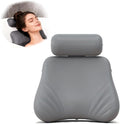 Upgraded Silicone Bath Pillow, 4D Press Inflatable Airbag and Non-Slip Large Suction Cups, Adjustable Head Neck and Back Support, Comfortable Luxury Bath Pillows for Tub, Bath Spa Accessories Gray