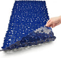 Pebble Shower Mat for Bathtub Non Slip 35"X16" with Suction Cups Navy Blue by HOME