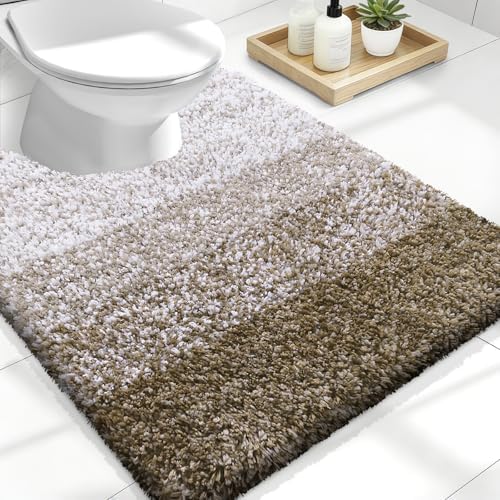 OLANLY Luxury Toilet Rugs U-Shaped 24x20, Soft Absorbent Microfiber Mat by OLANLY