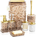 Bathroom Accessory Set, 9-Piece Brown Bathroom Set with Trash Can, Toilet Brush,Soap Dispenser, Soap Dish, Toothbrush Holder, Tumbler, Q-tip Holders,Tray,for Hotel/Apartment/Housewarming by Unknown