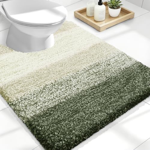 OLANLY Luxury Toilet Rugs U-Shaped 24x20, Soft Absorbent Microfiber Mat by OLANLY