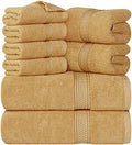 Utopia Towels 8 Piece Luxury Towel Set – Majestic Plush, Super Absorbent & Quicker-to-Dry, Thick 100% Ring Spun Cotton Towels for Bathroom, Spa & Hotel – 2 Bath, 2 Hand, 4 Washcloths, Champagne by UTOPIATOWELS