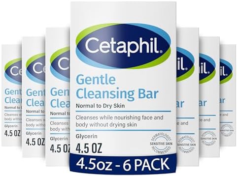 Cetaphil Gentle Cleansing Bar Soap, Sensitive & Dry Skin, 4.5oz, 6ct by Cetaphil