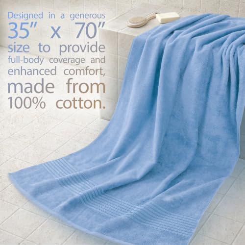 Cotton Paradise 100% Cotton Hand Towels, 2 Piece 35x70 Hand Bath Towels, Sky Blue - Image 2