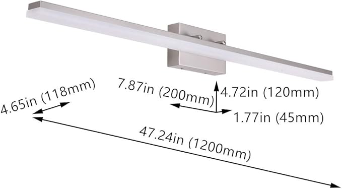 mirrea 48in Modern LED Vanity Light for Bathroom Lighting Dimmable 46w Brushed Nickel (Cold White 5000K)