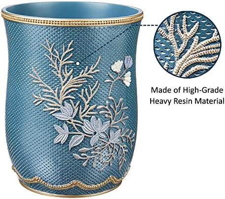 Zahari Home 2pc Capri Bathroom Decor Set Waste Basket for Bathroom & Tissue Cover Modern Classic Decor Stylish Unique Design Beautiful Royal Blue Bathroom Accessories Set - Image 4