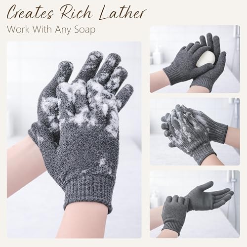 12 Pcs Exfoliating Gloves for Shower, Body Scrub Gloves, 6 Pairs, Nylon - Image 5