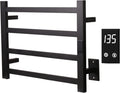 Topdattion Electric Towel Warmer | Super Thin | with Timer & Temperature Multi-Level Adjustments | Hardwired & Plug-in | 4 Bar Matte Black Finish