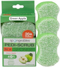 Spongables Pedi Scrub Foot Exfoliating 20+ Wash Sponge, Green Apple, 3 Count by Spongeables