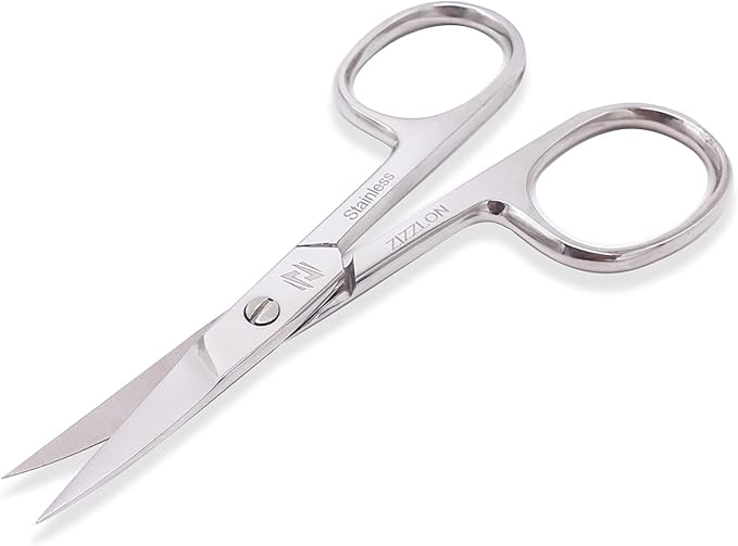 Nail Scissors Curved Micro Serrated Stainless Steel Eyebrow Scissors for Eyelash, Mustache, Beard, Nose Hair – Pedicure, Manicure Scissors for Men and Women