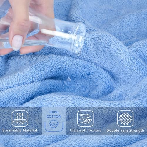 Cotton Paradise 100% Cotton Hand Towels, 2 Piece 35x70 Hand Bath Towels, Sky Blue - Image 4