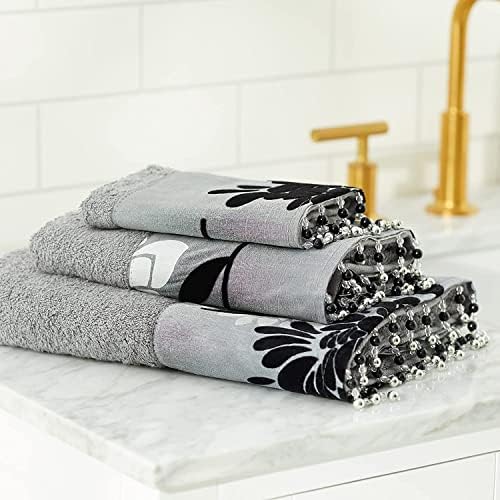 Zahari Home Erica Bathroom Towel Set - 3 Piece Modern Decor Grey Towel Set - Image 4