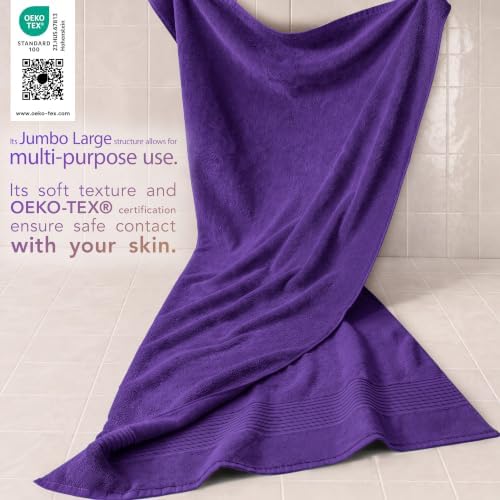 Cotton Paradise 100% Cotton Turkish Towel Set, Soft Absorbent Quick Dry, 2 Piece 35x70 Bath Sheet Set, Violet Purple - Image 3