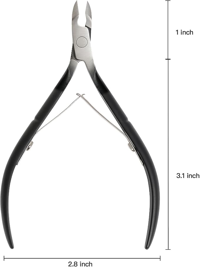 Cuticle Nippers Kit: Precision Coated Stainless Steel Cuticle Trimmer Remover for Fingernails and Toenails, Cutter for Manicure Pedicure, Nail Clippers Tools for Women (Black- 1 PACK)