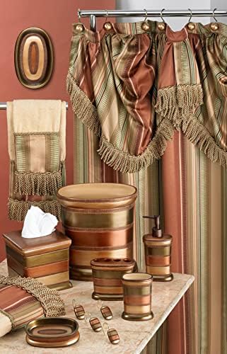 Zahari Home 13pc Contempo Bathroom Shower Curtain Sets Luxury Classic Shower Curtain & 12 Shower Curtain Hooks Contemporary Fabric Shower Curtain Unique Design Stylish Striped Shower Curtain Set - Image 7