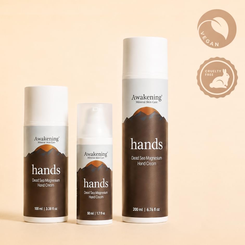 Awakening Hands - Magnesium-Rich Hydrating Hand Cream - Moisturizing Hand Lotion with Myrrh [100ml/3.38 oz - Countertop Airless Pump] - Image 4
