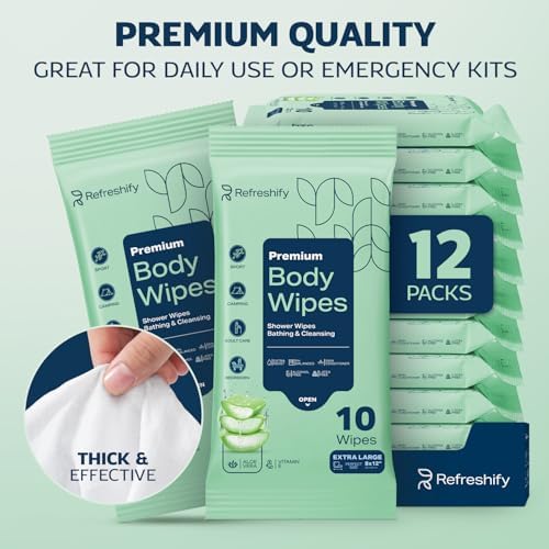 100 XL Shower Wipes Body Wipes for Adults Bathing No Rinse for Women & Men - Image 6