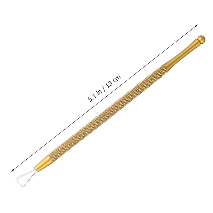 Beavorty Stainless Steel Nail Spatula and Triangle Cuticle Pusher Set 5.12 Inch Manicure Tool for Gel Nail Polish Peeling and Cuticle Trimming