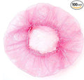 100Pcs Disposable Elastic Plastic Shower Caps Bath Hair Cap for Spa,Home Use,Hotel and Hair Salon (Pink)