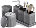 6-Piece Bathroom Set Grey - Stone Textured Resin Bathroom Organizer with Soap Dispenser, Toothbrush Holder, Vanity Tray, Tumbler & Cotton Swab Jars for Small Spaces by LetUsMakeHomeYourFavoriteDestination