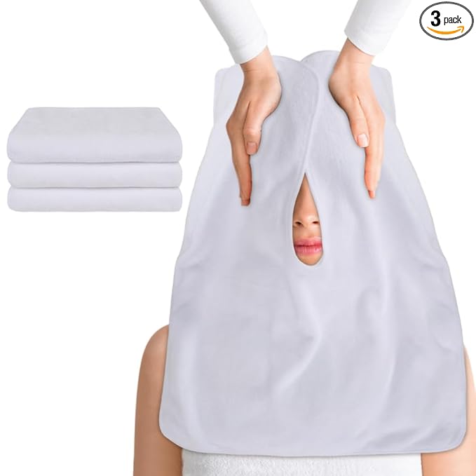 SINLAND Microfiber Esthetician Towels for Facials Mask Removing Face Wrap Soft Facial Cloth with Split Design Spa Towels for Facial Steam Massage and Cleansing