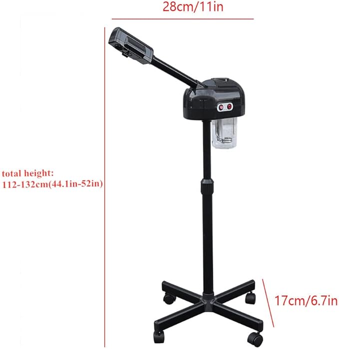 LCD Ozone Facial Steamer, Professional Salon Spa Steamer Beauty Equipment, Spray 107.6℉ Warm Steam, 360° Rotatable Nozzle, Timer Function, Adjustable Height, Rolling Wheels