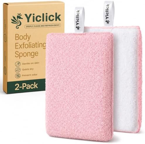Exfoliating Body Scrubber (2 Pack), Body Scrubber Exfoliator, Exfoliating Sponge for Shower Bath, Shower Loofah Luffa Lufa with Handle for Men Women, Dead Skin Exfoliator for Body Scrub by YiclickCreateBeautyforLife
