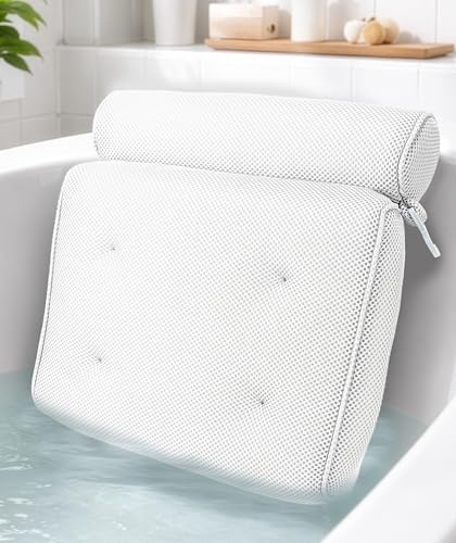 Everlasting Comfort Luxury Bath Pillow for Tub – Quick-Dry 4D Mesh – White by EverlastingComfort