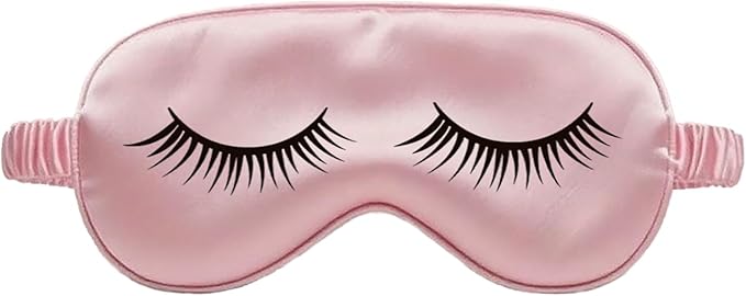Mulberry Natural Silk Sleep Mask for Kids with Adjustable Elastic Strap, Super Cute Sleeping Eye Mask for Children, Size S, (Pink with Eyelashes)