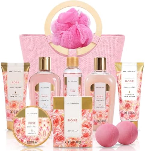 spa luxetique Spa Gift Baskets for Women - 10PCS Rose Bath Sets for Her Birthday, Christmas Gifts for Women, Mother, Wife, Girlfriend by spaluxetique