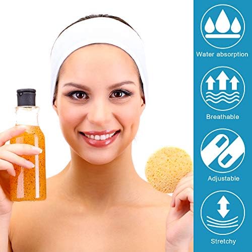 Whaline Spa Headband 4 Pcs White Makeup Hair Band Facial Head Wrap Hair Tie (Pack of 2) - Image 6