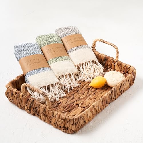 BAY LAUREL Turkish Hand Towel – Pack of 2 | Soft & Absorbent Decorative Towels for Bathroom, Hand, Face, Hair, Gym, Yoga, SPA, Kitchen & Tea | Boho Decor (Light Blue, Diamond 15x26 Inches (Set of 2) - Image 6