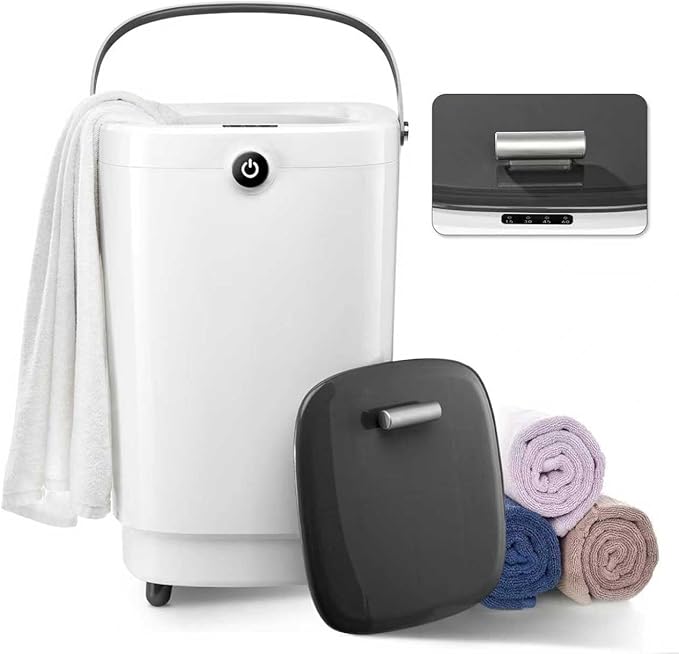 Towel Warmers for Bathroom Bucket, Luxury Large Spa Towel Hot Warmer Bucket Style-Hot Towels in 10 Minutes-Fits Up to Two 40"X70" Oversized Towels - Bathrobe, Towel, Blanket-Gray