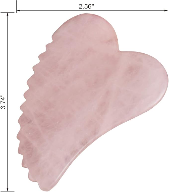 Rose Quartz Gua Sha Comb Massage Tool - Unique Comb Edge Gua Sha Board for SPA & Acupuncture Therapy (Heart Shape)