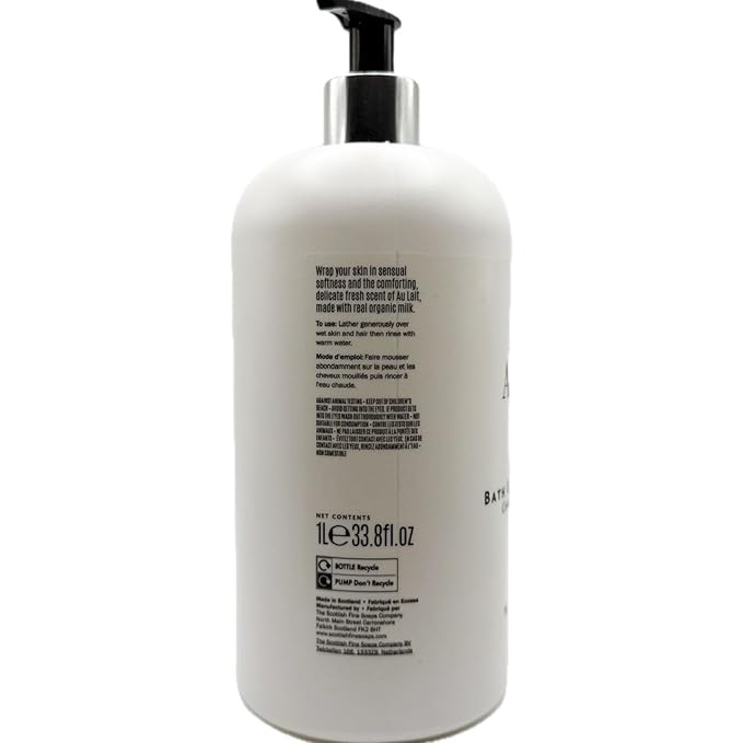 Scottish Fine Soaps The Au Lait Bath & Shower Cream, 33.8 fl oz, White