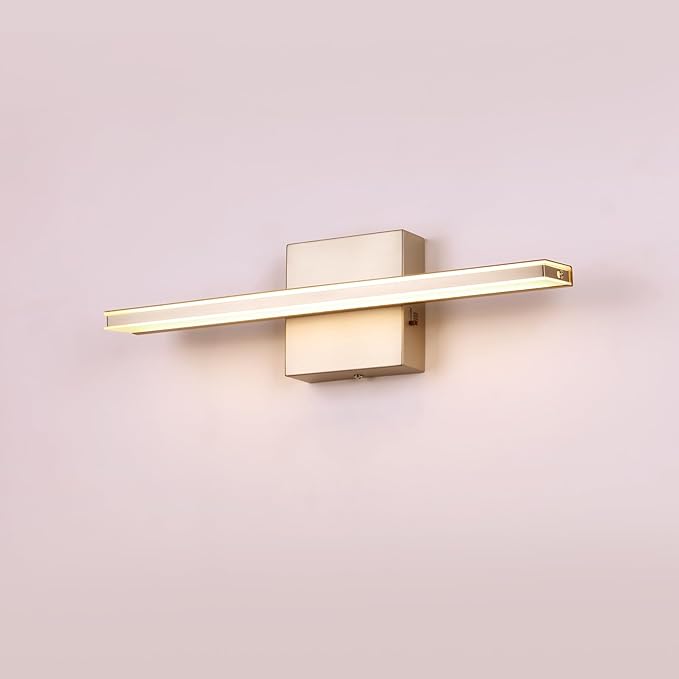 LED Brushed Nickel Vanity Lights for Bathroom Light Fixtures 5CCT Dimmable Vanity Light Bar Bathroom Lighting 15.7' Inch 12W