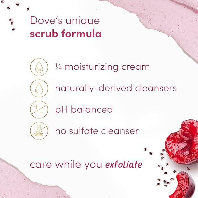 Dove Cherry & Chia Milk Body Scrub Exfoliates and Deeply Nourishes 15 oz - Image 6