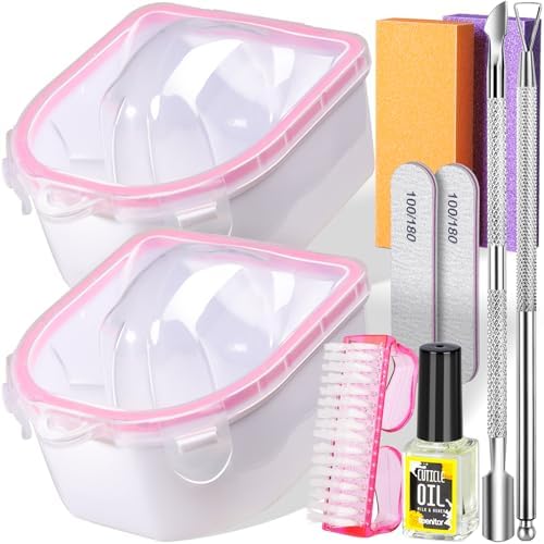 Teenitor 10Pcs Soak Off Bowl Nail Soaking Bowl Kit 2 Nail Soaking Bowl Acetone Proof Soak Off Gel Polish Remover Bowl, Manicure Bowl Cuticle Peeler Scraper Cuticle Oil Nail File Buffer Brush by PERFECTYOURBEAUTY