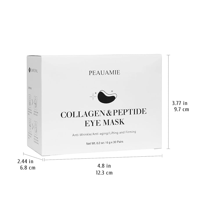 PEAUAMIE Under Eye Patches Collagen and Peptide Eye Mask for Dark Circles and Puffiness,Face Mask Skin Care Products 30 Pairs