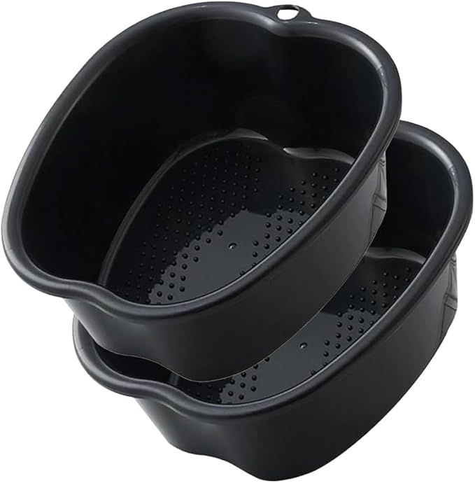 Foot Soaking Tub Sturdy Soaking Feet Bucket Large Size Foot Basin Thickened Massager Tub with Raised Massage Nodes Exfoliation Callus Pedicure Foots Spa Bath Bucket (2 PCS Black)
